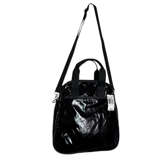 LeSportSac Black Shiny Vertical Overnighter Bag NWT detachable Strap - Picture 3 of 11